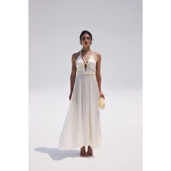 Cult Gaia Silk Salee open-back gown white US8 - Picture 5 of 12